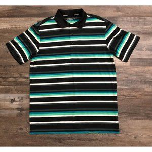 Nike Golf Mens Medium Black Striped Short Sleeve Polo Shirt